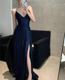 Gorgeous Shiny Sequin Sexy Backless Evening Prom Dress Party Long Tight Dress HZ1022