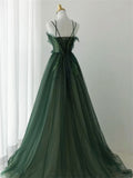 Forest Style Emerald Green Beading Tulle Dress, Prom Dress Fairy,Evening Gown Graduation Party Dress HZ1022