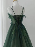 Forest Style Emerald Green Beading Tulle Dress, Prom Dress Fairy,Evening Gown Graduation Party Dress HZ1022