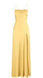 Sexy A line Spaghetti Straps Yellow Party Dress Slit Prom Dress HZ1022
