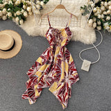 Sexy Spaghetti Straps Backless Summer Dress Women Floral Holiday Dress HZ1022
