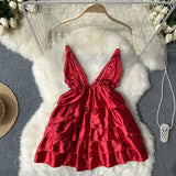 Sexy Spaghetti Straps Backless Short Summer Dress Women Holiday Dress HZ1022