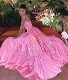 Pink Leg Split Prom Dress Women Sexy Party Dresses HZ1022