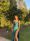 Sexy Mermaid Straps Dark Green Prom Dress Spaghetti Straps Evening Gown HZ1022