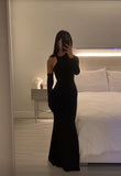 Sexy Mermaid Black Party Dress Long Prom Dress HZ1022