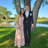 Sexy Mermaid Long Pink Floral Prom Dress Party Dresses HZ1022