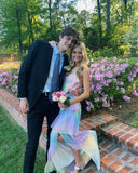 Sexy A line Long Ombre Chiffon Prom Dress Party Dresses HZ1022