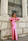 Sexy A line Off The Shoulder Long Pink Prom Dress Party Dresses HZ1022