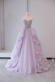Ball Gown Strapless Fairy Lilac Prom Dress Long Party Dresses HZ1022
