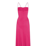Sexy A line Straps Sleeveless Party Dress Hot Pink Side Slit Prom Dress HZ1022