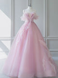 Fairy Ball Gown Off The Shoulder Tulle Prom Dresses Long Party Dress HZ1022
