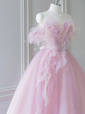 Fairy Ball Gown Off The Shoulder Tulle Prom Dresses Long Party Dress HZ1022