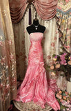 Sexy Mermaid Strapless Pink Satin Long Evening Dress Party Dress Prom Dresses HZ1022