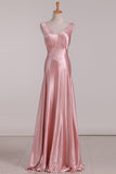 Vintage Mermaid V Neckline Pink Satin Long Prom Dresses Party Evening Dress HZ1022