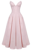Simple A line Sweetheart Pink Satin Evening Party Dress Prom Dresses HZ1022