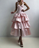 Pretty Ball Gown Halter Pink Satin Evening Party Dress Prom Dresses HZ1022