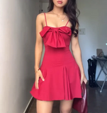 Strapless Sleeveless Red Bowknot Mini Birthday Party Homecoming Dress HZ1022