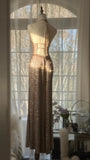 Sparkling Champagne Halter Neck Sequin Mermaid Long Prom Dress HZ1022