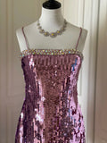Sparkling Spaghetti Strap Purple Sequin Slim Fit Mini Birthday Party Homecoming Dress HZ1022