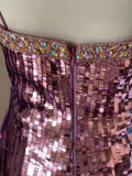 Sparkling Spaghetti Strap Purple Sequin Slim Fit Mini Birthday Party Homecoming Dress HZ1022