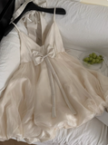 Princess Bowknot Halter Neck Sling Waist Net Tulle Puffy Birthday Party Dress Homecoming Dress HZ1022
