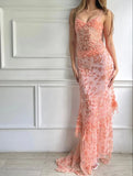 Beautiful Spaghetti Straps Birthday Party Dresses Red Lace Prom Dresses HZ1022