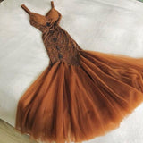 Beautiful Mermaid Straps Birthday Party Dresses Tulle Prom Dresses HZ1022