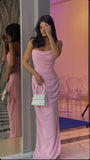 A line Strapless Pink Party Dress Long Prom Dress HZ1022