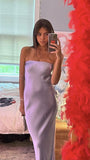 Sexy Sheath Strapless Sleeveless Party Dress Lilac Prom Dress HZ1022