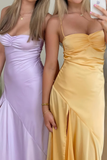 Sexy Mermaid Spaghetti Straps Sleeveless Party Dress Yellow Prom Dress HZ1022