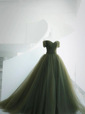 Beautiful Ball Gown Sweet 16 Dress Green Tulle Long Party Dress HZ1022