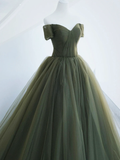 Beautiful Ball Gown Sweet 16 Dress Green Tulle Long Party Dress HZ1022