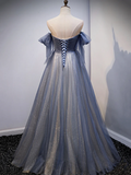 Blue Sweetheart Tulle with Lace Party Dress Prom Dress HZ1022