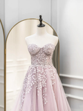 Cute Tulle Sweetheart Long Party Dress with Lace Prom Dress HZ1022