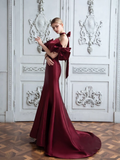 Mermaid Off The Shoulder Burgundy Party Dresses Long Prom Dresses HZ1022