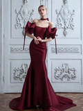 Mermaid Off The Shoulder Burgundy Party Dresses Long Prom Dresses HZ1022