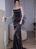 Sexy Mermaid Sleeveless Party Dress Velvet Long Prom Dress HZ1022