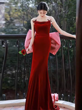 Sexy Mermaid Sleeveless Party Dress Velvet Long Prom Dress HZ1022