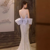 Sexy Mermaid Straps Party Dress Sequin Long Prom Dress HZ1022