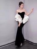 Mermaid Strapless Party Dress Black Long Prom Dress HZ1022
