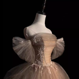 Ball Gown Off The Shoulder Strapless Party Dress Long Tulle Prom Dress HZ1022