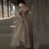 Ball Gown Off The Shoulder Strapless Party Dress Long Tulle Prom Dress HZ1022