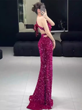 Mermaid One Shoulder Sequin Party Dress Long Prom Dress HZ1022
