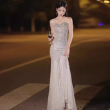 Mermaid Straps Sequin Party Dress Long Prom Dress HZ1022