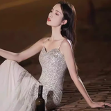 Mermaid Straps Sequin Party Dress Long Prom Dress HZ1022