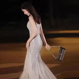 Mermaid Straps Sequin Party Dress Long Prom Dress HZ1022