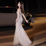 Mermaid Straps Sequin Party Dress Long Prom Dress HZ1022