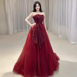 Sexy Strapless Red Party Dresses Long Prom Dresses HZ1022
