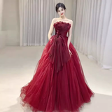 Sexy Strapless Red Party Dresses Long Prom Dresses HZ1022
