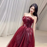 Sexy Strapless Red Party Dresses Long Prom Dresses HZ1022